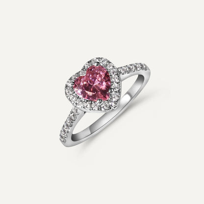 Verliebt machend: Ring mit pinkem Herzsteinen